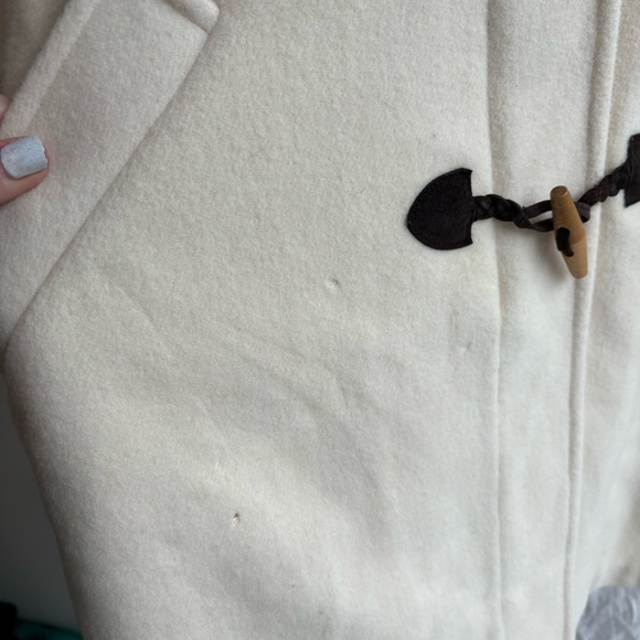 VNTG LL Bean white Wool Jacket Hooded Zip Up Toggle Closure Thinsulate Lining 16 - Picture 6 of 16